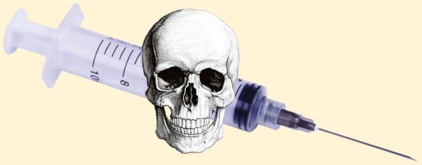 Corona vax needle with skull